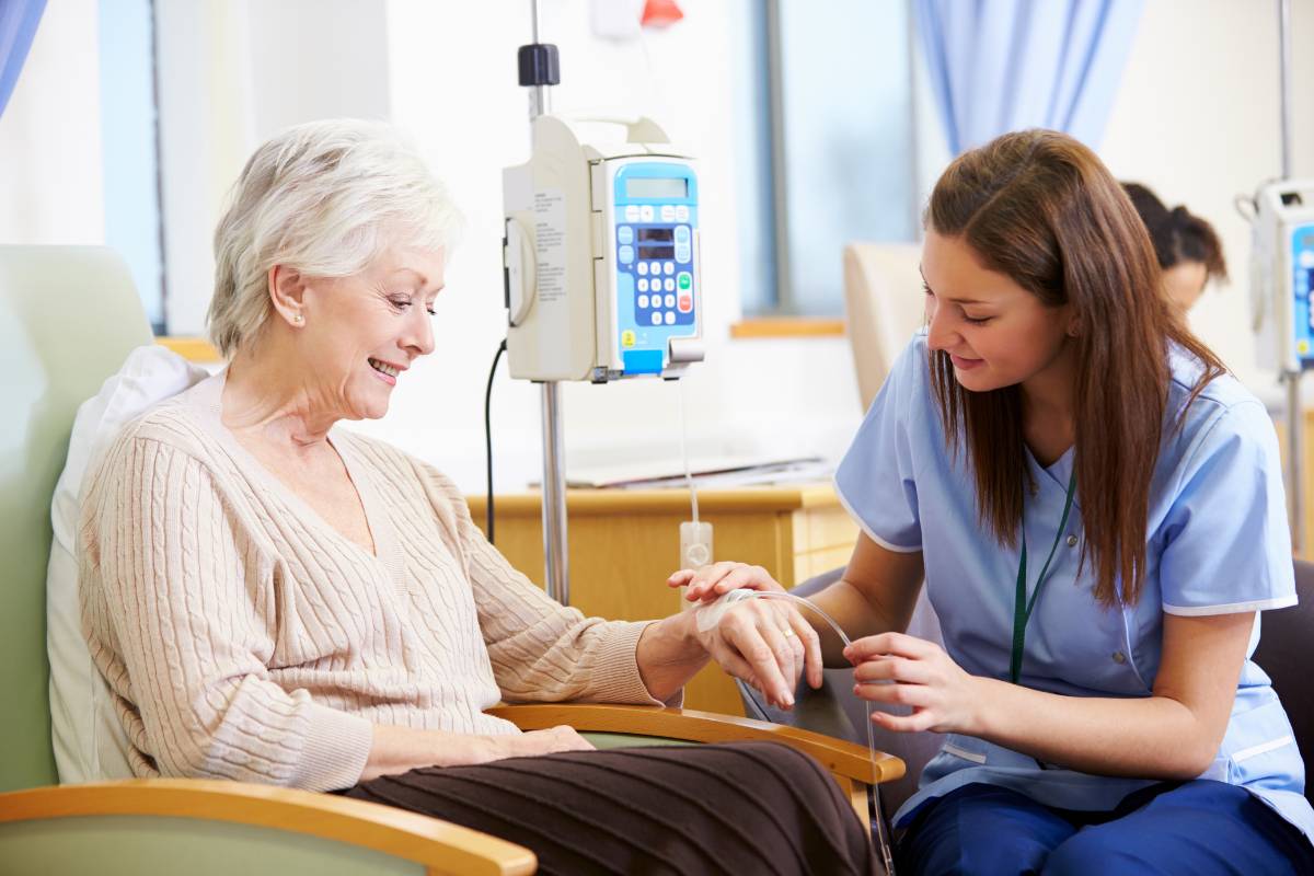 A nurse demonstrates how to become an oncology nurse.