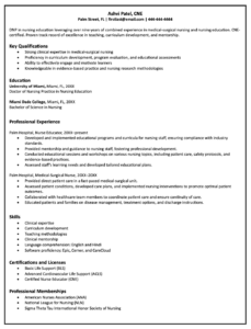 Image of nurse educator resume.