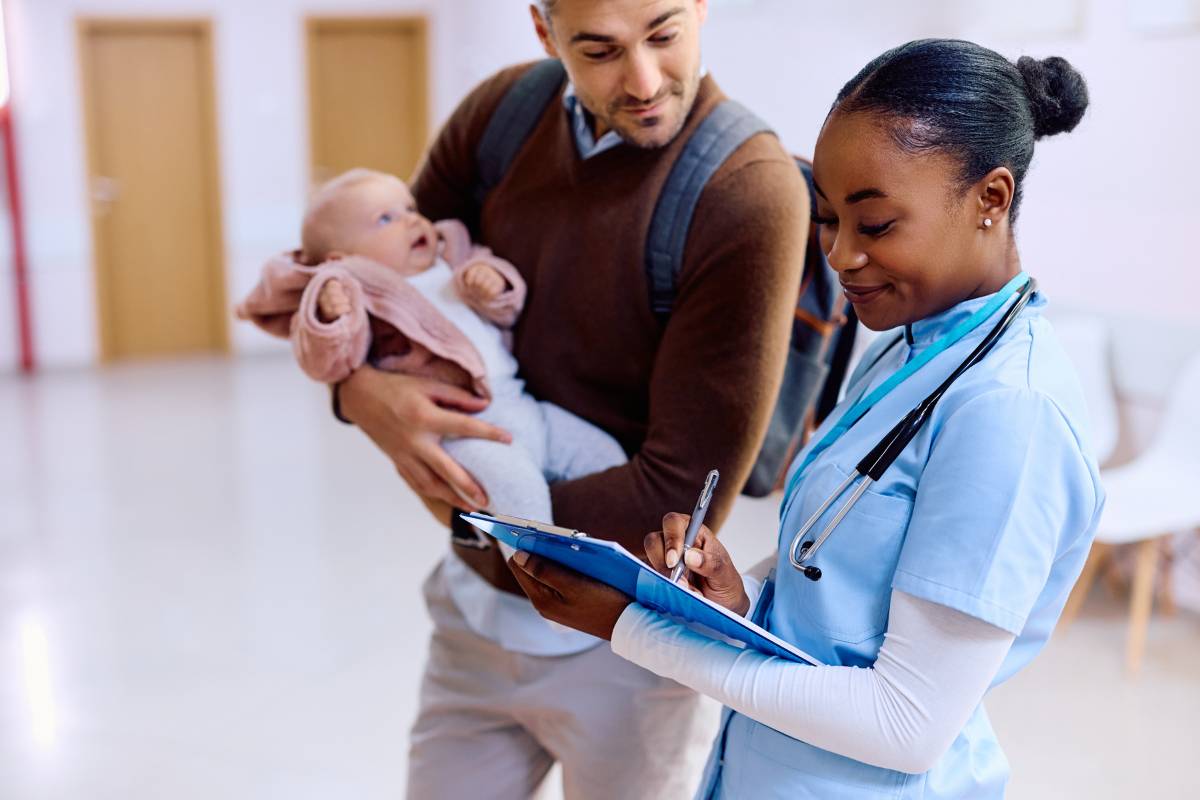 A nurse uses her PEARS certification skills to help respond to an emergency with an infant.