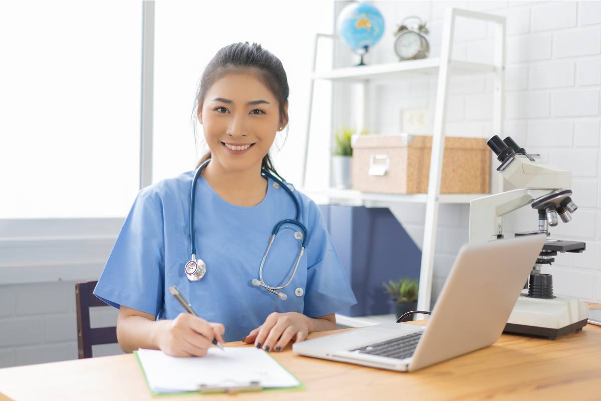 A nurse studies for the CHRN certification test.